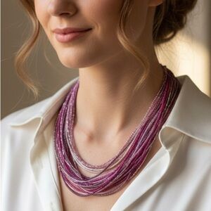 NWOT Multi-Strand Pink Beaded Necklace